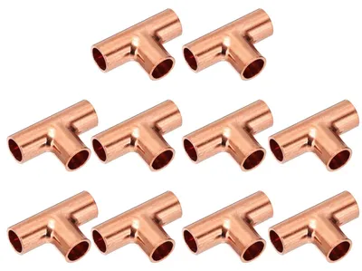 T-Stück Kupferfitting, 10 Stk., 8 mm ID, 1 mm Wandstärke