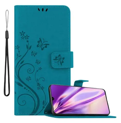 Produktbild von Cadorabo Hülle für Samsung Galaxy A70 / A70s Schutz Hülle in Blau Schutzhülle Handy Hülle Etui Case Blumen Flower