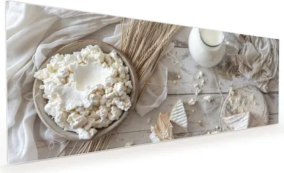 Produktbild von Küchenrückwand Spritzschutz Glas mit Motiv Ziegenkäse Schale 40 x 40 cm