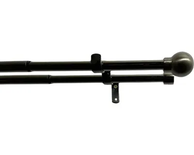 Obrázek produktu pro Dvojitá teleskopická garnýž sada Koule kov Ø 16/19 mm 200-350 cm černý nikl