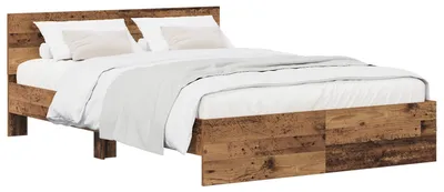 Produktbild von vidaXL Bettgestell mit Kopfteil Altholz 140 x 190 cm Holzwerkstoff