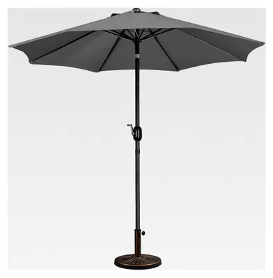 Produktbild von Gartenschirm mit Schirmständer, rund, neigbar, Kurbelschirm, Schirmgewicht für Outdoor und Balkon, 270 cm/Grau