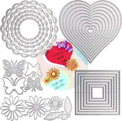 Produktbild von Stanzschablonen Set 5, 32 Teile Metall, Mehrfachform, für Scrapbooking, Kartenherstellung