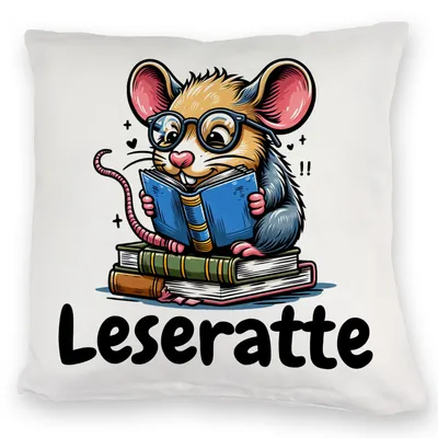 Produktbild von Leseratte Kuschelkissen mit Spruch Leseratte