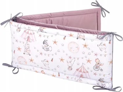 Obrázek produktu pro Jukki mantinel 210x30 cm do postýlky 140x70 – s úvazky – Candy Circus & Heather Soft Velvet
