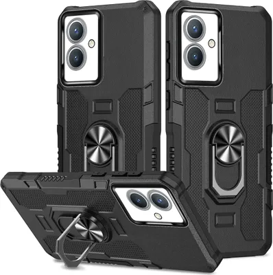 Obrázek produktu pro VIVO Y33S Pouzdro, odolné dvouvrstvé pouzdro s držákem prstenu a stojánkem pro VIVO Y33S/Y21S/Y32/Y21/Y21T/Y21A 4G/Y21E 4G/Y33T/Y32 4G/Y21G černé