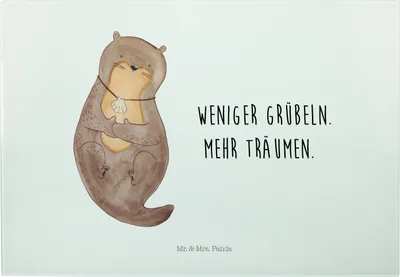 Produktbild von Mr. & Mrs. Panda Schneidebrett Otter Muschel - Weiß - Geschenk, Küchenbrett, Träumen, Servierplatte, Optimistisch, Grübeln, Glas Schneideplatte, Frühstücksbrett, Positiv