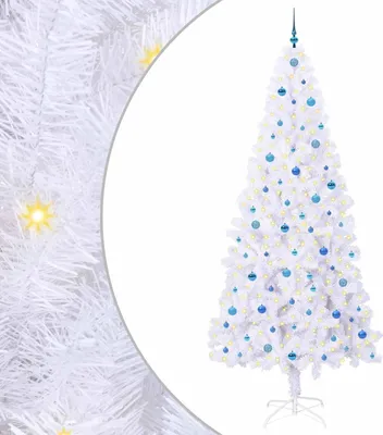 Image de vidaXL Sapin de Noël artificiel blanc 240 cm PVC et acier
