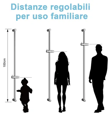 Zdjęcie produktu dla Drążek prysznicowy 100 cm, 60-98 cm regulowany, chrom, uchwyt prysznica, do łazienki