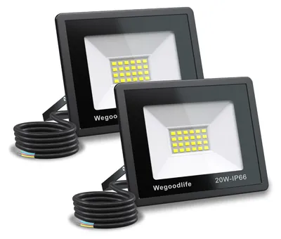 Zdjęcie produktu dla 2 sztuki reflektorów LED o mocy 20 W do użytku zewnętrznego, bardzo jasne, 1510 lm, ciepła biel, wodoszczelność IP66
