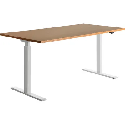 Produktbild von Topstar Sitz-/Steh-Schreibtisch, (B)1.600 mm, weiß elektr. höhenverstellbar  Buche