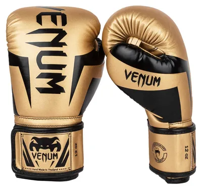 Image de Gants de boxe Venum Elite, dorés et noirs, poids 16 oz