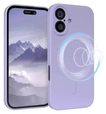 Produktbild von EAZY CASE - Silikonhülle magnetisch für Apple iPhone 16, Hülle Silikon, weich stoßfeste Magnet Handyhülle, Schutzhülle mit Kameraschutz, TPU Bumper in Lila