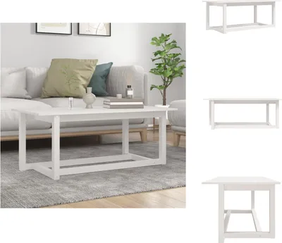 Zdjęcie produktu dla vidaXL Stolik kawowy biały 110x55x45 cm lite drewno sosnowe - Stoliki kawowe