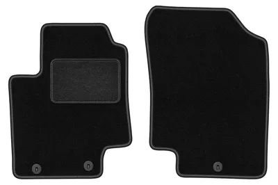 Produktbild von Velours-Fußmatten Vorne passend für Hyundai i20 I (Schrägheck, Bj. 2008-2014) –  schwarz, passgenau, mit Befestigungen set 2 Stk. - STANDARD