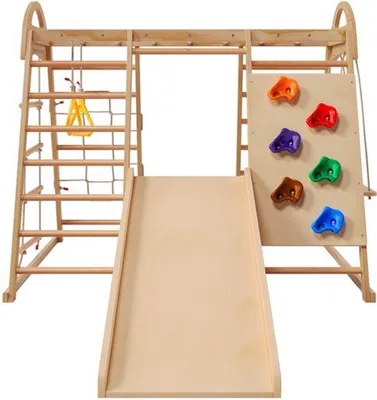 Immagine prodotto di Combinazione di giochi per bambini - 7 funzioni in 1 - Realizzato in legno massello - Per uso interno - Area giochi per bambini