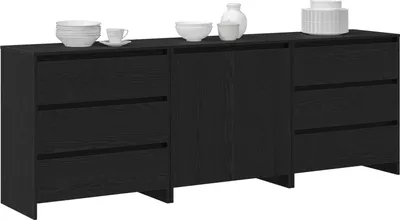 Zdjęcie produktu dla Komoda vidaXL, 3 sztuki, czarna, 70 x 41 x 75 cm, płyta wiórowa
