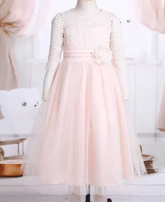 Produktbild von Kinder Mädchen Prinzessin Abendkleid Gr. 134-140 Cm Blumen-Mädchen Hochzeit Party Kleid 1/2 Arm