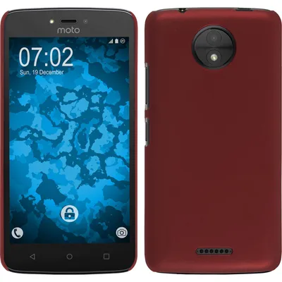 Produktbild von PhoneNatic Case kompatibel mit Lenovo Moto C - Hülle rot gummiert Hard-case + 2 Schutzfolien