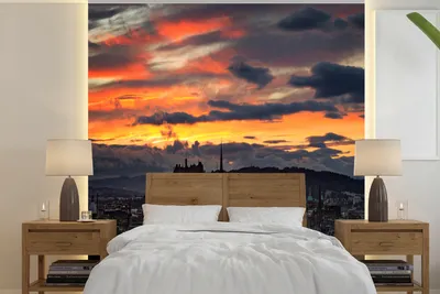 Produktbild von MuchoWow® Fototapete für Wohnzimmer oder Schlafzimmer Wandtapete Vinyl Motivtapete Architektur - Horizont - Edinburgh - 300x300 cm - Wanddekoration