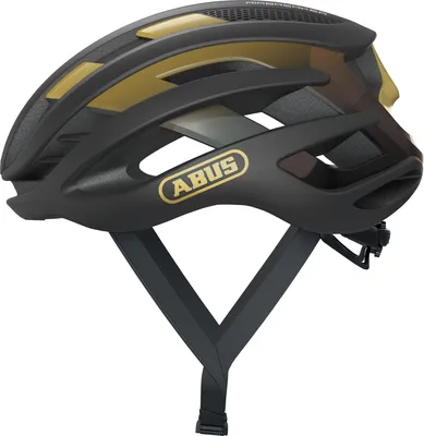 Produktbild von ABUS Rennradhelm AirBreaker - High-End Fahrradhelm für den professionellen Radsport - für Jugendliche und Erwachsene - Helm für Damen und Herren - Schwarz/Gold, Größe M (52-58 cm)