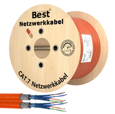 Produktbild von B.E.S.T. CAT 7 Netzwerkkabel 250 m Duplex S/FTP 10 Gbit/s 1000 MHz Kupfer LSZH Schwarz