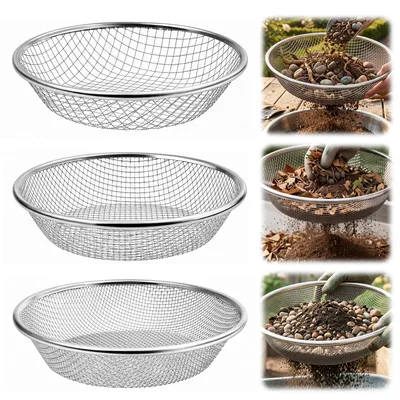 Garten Metallsieb 30 cm, 3 Maschenweiten 3/6/10 mm, Kompost- und Sandsieb