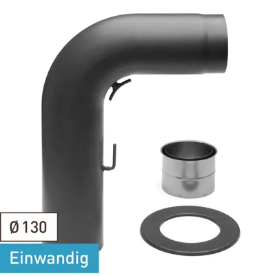 Produktbild von Raik Basic Rauchrohrbogen-Set 130mm gussgrau FULLFORM rund für Rauchrohr / Ofenrohr
