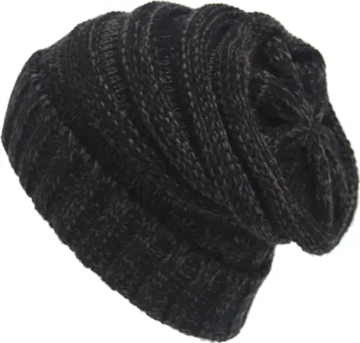 Produktbild von ASKSA Strickmütze Damen Slouch Beanie Mütze Street Style Grobstrick Wintermützen Klassische Weiche Beanie, Schwarzgrau
