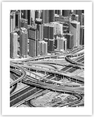 Produktbild von Poster - Poster ohne Rahmen - Stadt Wolkenkratzer Autobahn - 40x50 cm - Wand Bild - Wanddeko - Wandbilder - Kunstposter - Wandposter - Bilder - Kunstdruck - Wanddekoration - Wandbild - P2XPA40x50-5065