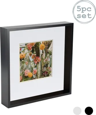 Produktbild von Nicola Spring 5 Stück 10 x 10 3D-Schatten-Tief Box Photo Frame Set - Craft Anzeigen Bilderrahmen mit 6 x 6-Halterung - Schwarz