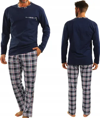 Produktbild von Sesto Senso Herren Schlafanzug Pyjama 100% Baumwolle Langarm + Pyjamahose Nachtanzug - Jasiek 2188/06 Navy - XL