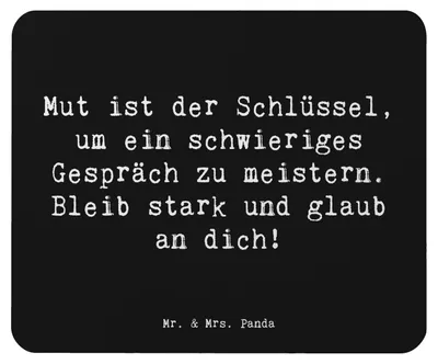 Produktbild von Mr. & Mrs. Panda Mauspad Spruch Ein schwieriges Gespräch führen - Schwarz - Geschenk, persönliche Entwicklung, Geschenkideen, Inspiration, computer, Mousepad, Mut, pc