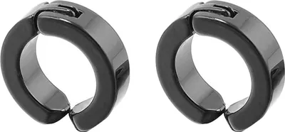 Produktbild von Ohr Manschette Clip Cool Anti-rost Edelstahl Punk Stil Runde Kreis Ohrringe Männer Schmuck für Party-Schwarz