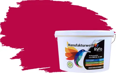 Produktbild von RyFo Colors Bunte Wandfarbe Manufakturweiß Bordeaux 10l - weitere Violett Farbtöne und Größen erhältlich, Deckkraft Klasse 1, Nassabrieb Klasse 1