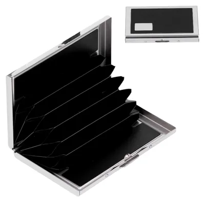 Produktbild von 2er Set Kreditkartenhalter mit 6 Fächern aus Edelstahl und RFID-Schutz