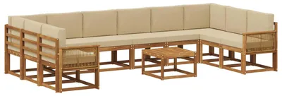 Immagine prodotto di Set da salotto da esterno vidaXL, 11 pezzi, legno massello di acacia naturale e color beige