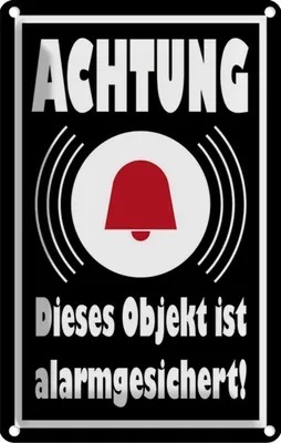 Obrázek produktu pro vianmo Kovový nápis 12x18 cm Achtung Objekt alarmgesichert