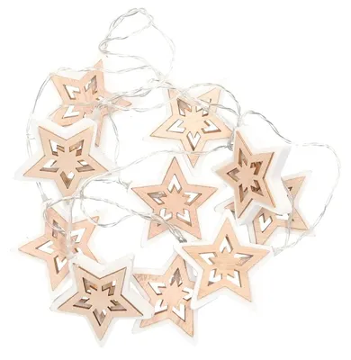 LED-Sterrenkette 1,35 m, warmweiß, Holz, 1684 Stück