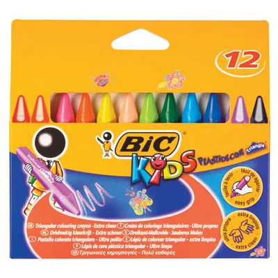 Produktbild von BIC Kids Plastidecor, 12 Stück(e), Mehrfarbig, Dreieck, Wachs, 2,5 Jahr(e)