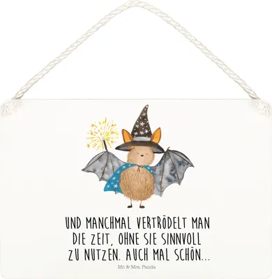 Produktbild von Mr. & Mrs. Panda holzbild Fledermaus Zauberer DIN A5 - Weiß - Geschenk, Lustige Sprüche, Reinsteigern, Schild, kleine aufmerksamkeit, wandhänger, Wandbild Holz, Frauen