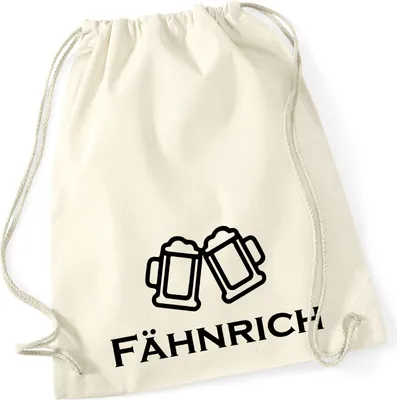 Produktbild von Huuraa Turnbeutel Fähnrich Schützenfest 12 Liter Natural Baumwolle Rucksack Geschenkidee