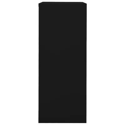 A black office cabinet shown from the side against a white background.
