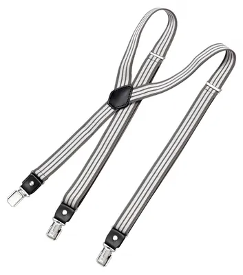 Produktbild von DonDon® Herren Hosenträger schmal 2,5 cm – 3 Clips in Y-Form – elastisch und längenverstellbar gestreift schwarz weiß