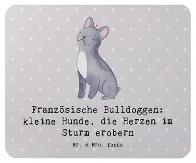 Produktbild von Mr. & Mrs. Panda Mouse Pad Französische Bulldogge - Grau Pastell - Geschenk, Begleiter, Pflege, Mauspad, verzaubern, Hunde, Mousepad, pc mausunterlage, Hunderassen, Magie