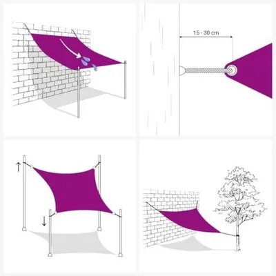 Produktbild von Dreieckiges Sonnensegel aus Polyurethanbeschichtetem Oxford-Gewebe, wasserdicht, mit UV-Schutz, für Balkon und Garten, Beige, 4x4x4 m