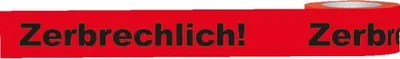 Produktbild von Warnband Zerbrechlich!, rot/schwarzPolypropylen, 50mmx66m, 6 Rollen/VE