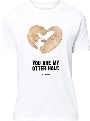 Produktbild von Mr. & Mrs. Panda Größe L T-Shirt Otter Herz - Weiß - Geschenk, Hochzeitstag, Tshirt, Liebe, mit Spruch, Shirt