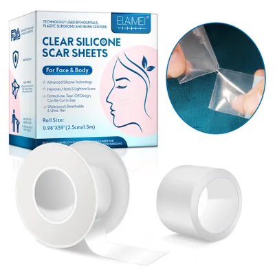 Image de Pansement cicatrisant en silicone Réduction transparente des cicatrices pour le visage et le corps, 1 rouleau