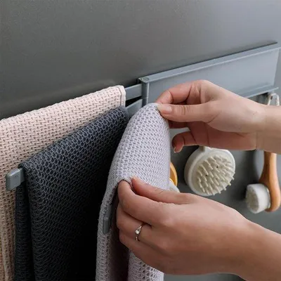Produktbild von Drehbarer Handtuchhalter, grau, 180°, 3 Arm, Wandmontage, Bad, Küche